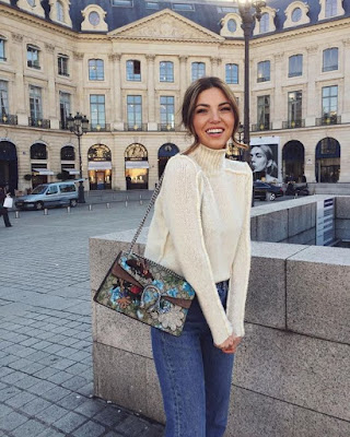 Negin Mirsalehi Influencer Gucci Embroidered Logo Bag