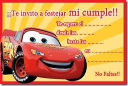 invitaciones de cars para imprimir gratis