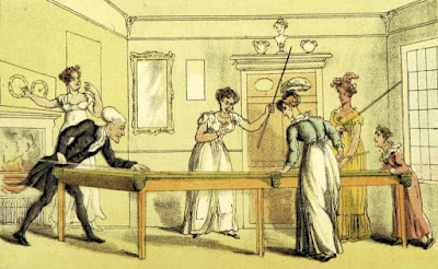 The billiard table by T Rowlandson  in The Three Tours of Doctor Syntax by W Combe (1868)