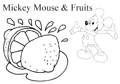 Disney Mickey Mouse & Fruits Coloring Pages