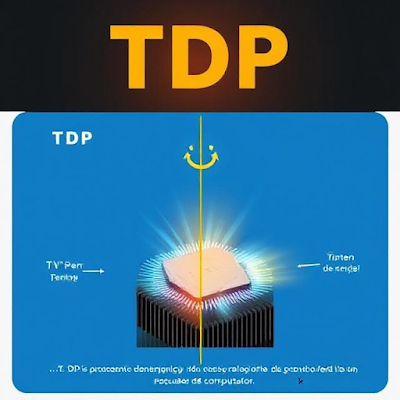 Ilustração comparando o conceito de TDP (Potência de Design Térmico) versus Consumo de Energia real em um processador de computador.