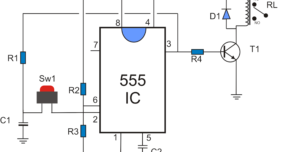 Latching Relay Using 555 Timer
