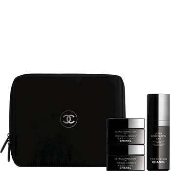 The three piece set comes with gorgeous black Chanel logo jars 