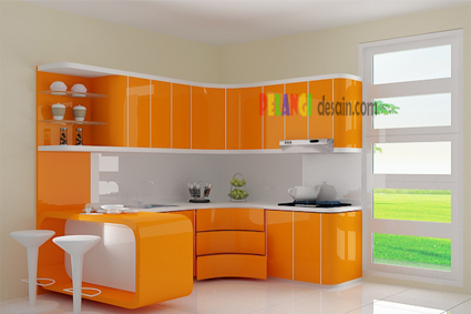 Kitchenset Pelangi Desain Interior kitchen set warna orange 