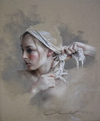 The knotted scarf, 32x26 cm painting Nathalie Picoulet