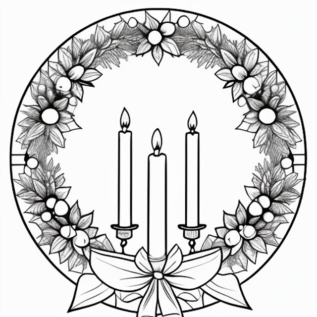 Religious holiday coloring sheet, advent wreath, coloring page