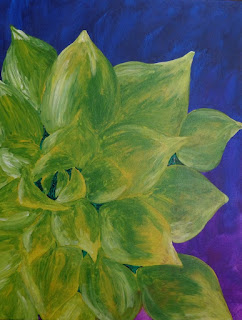 A painting of a succulent plant by Megan Wassom.