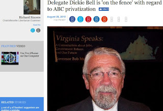 Dickie Bell Virginia politics Examiner.com ABC privatization liquor Harrisonburg