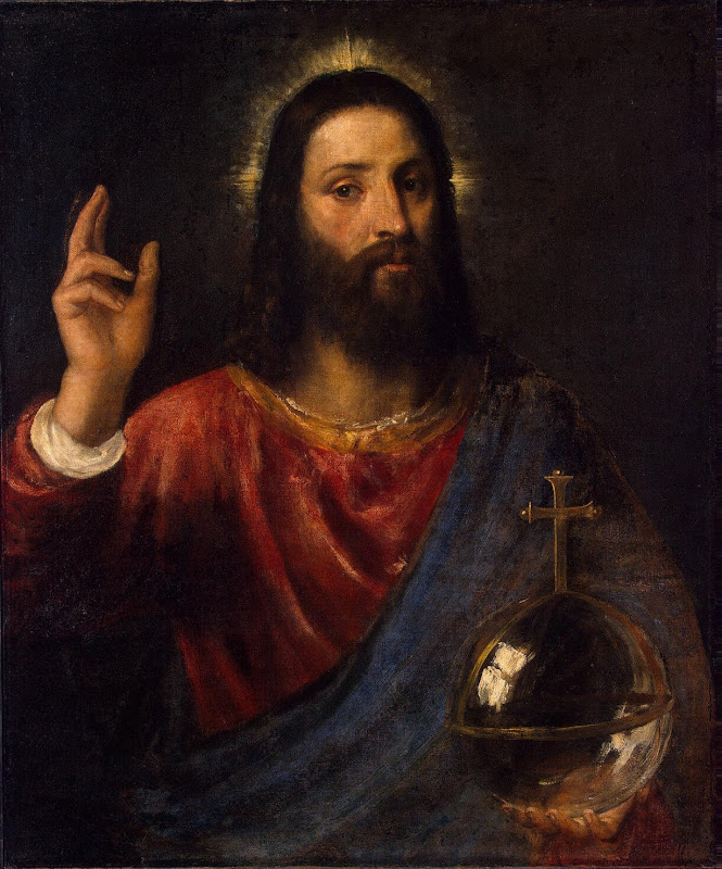 Christ Blessing by Titian - Christianity, Religious paintings from Hermitage Museum