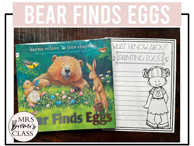 Bear Finds Eggs book activities unit with literacy printables, reading companion activities, lesson ideas, and a craft for Kindergarten and First Grade