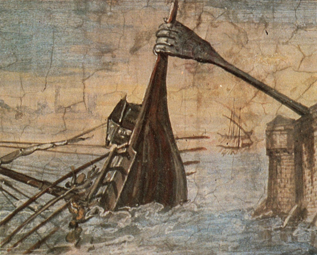 Коготь Архимеда, поднимающий корабль (1599 г.)