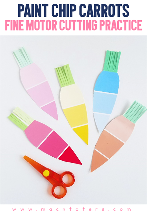Paint Chip Carrot Fine Motor Cutting Practice