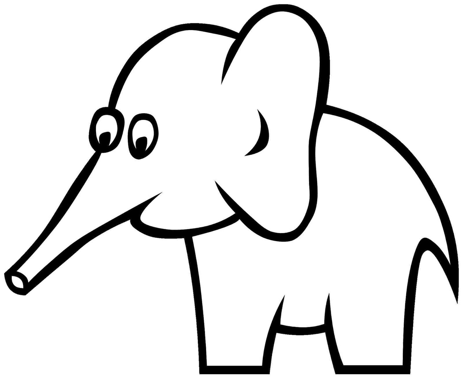 Gambar Gajah Kartun Hitam Putih