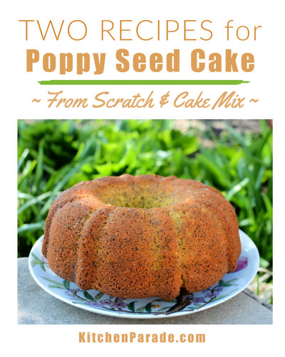 Two Poppy Seed Cake Recipes ♥ KitchenParade.com, one made from scratch with stripes of chocolate-cinnamon streusel, another that starts with a cake mix, perfect for baking with kids.
