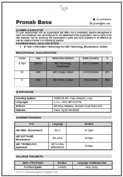 tech b e resume sample in information technology stream it with free ...