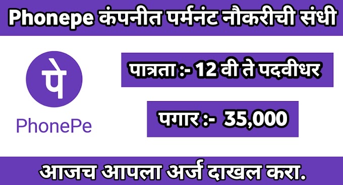 Phonepe कंपनीत थेट ऑनलाइन मुलाखतीद्वारे भरती ; 12 वी पास व पदवीधरांना मिळणार संधी | PhonePe Recruitment 2024 Detail In Marathi 