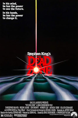 Movie poster for Paramount Pictures's 1983 thriller The Dead Zone, starring Christoper Walken, Tom Skerritt, Martin Sheen, Brooke Adams, and Anthony Zerbe