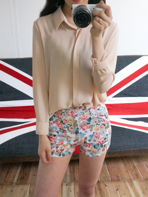  Flower Print Shorts