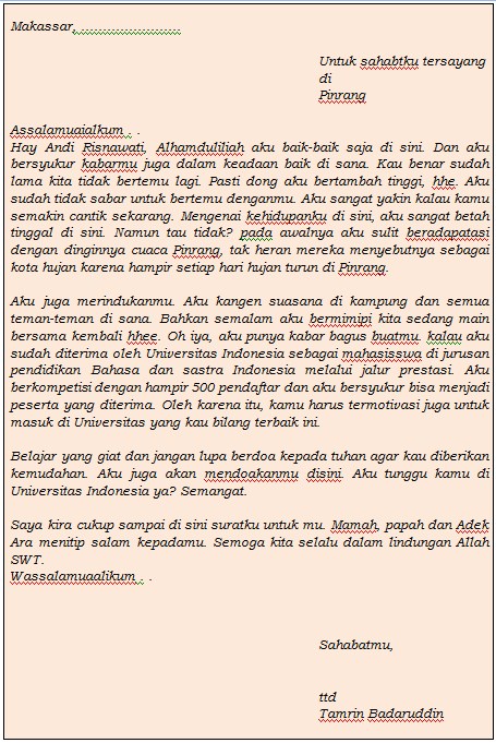 Download 7 Contoh Surat Pribadi Buat Sahabat Terbaru ...