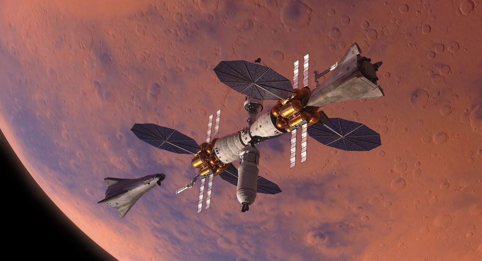 Lockheed Martin Mars lander docked with Mars Base Camp