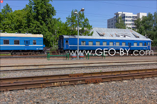 Minsk Eastern railway station. Garbage bins were decorated in the colors of the state flag: red and green