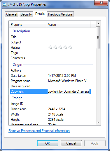 modify image metadata using windows