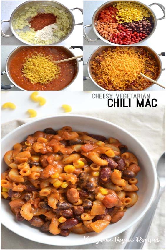 Cheesy Vegetarian Chili Mac