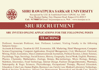 RAIPUR SRU TEACHING NON TEACHING JOBS 2023 | रायपुर के रावतपुरा यूनिवर्सिटी में टीचिंग एवं नॉन टीचिंग पदों वेकेंसी