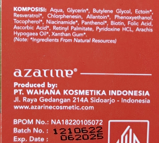 Kandungan bahan azarine defender multivitamin serum