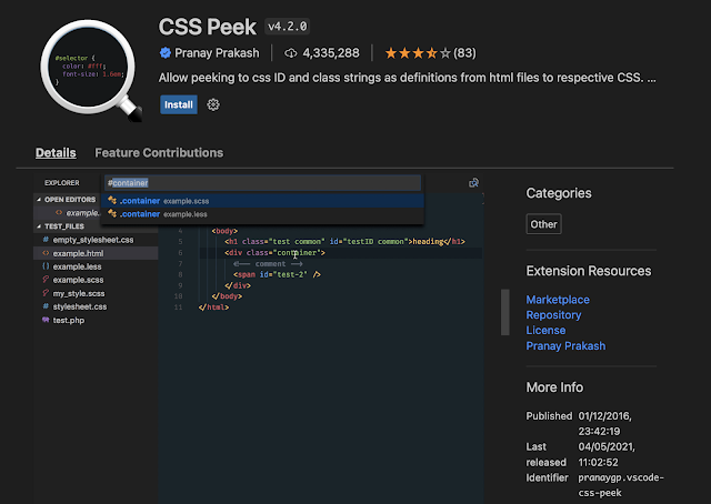 CSS Peek VS Code Extension