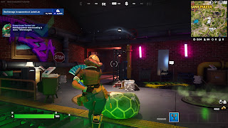 Penny dances inside the Turtles' Lair in Fortnite.