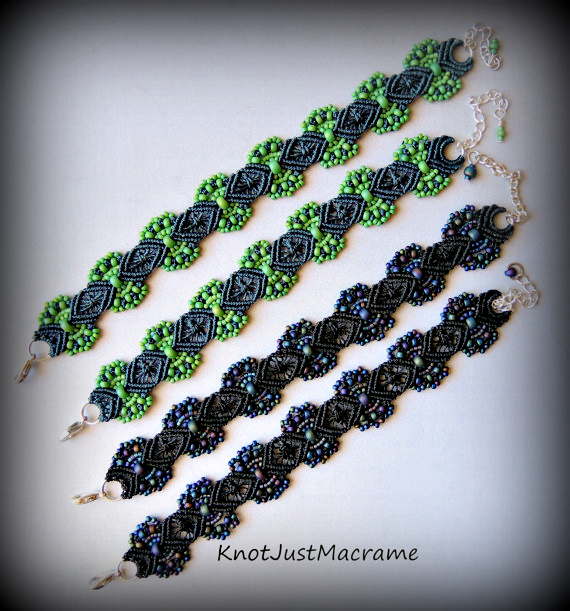 Hydrangeas micro macrame bracelets from Knot Just Macrame.