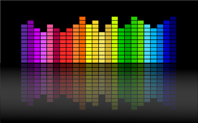 Music equalizer frequencies in different hues.