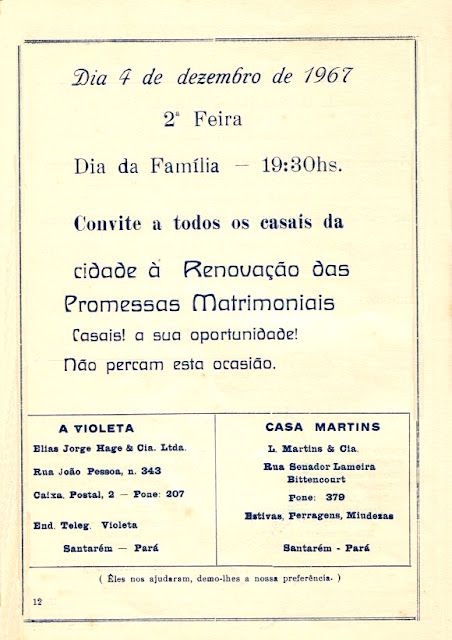 PROGRAMA DA FESTA DE NOSSA SENHORA DA CONCEIÇÃO - 1967 - PAG 12