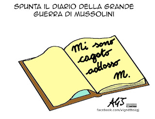 Mussolini, prima guerra mondiale, diario, vignetta, satira