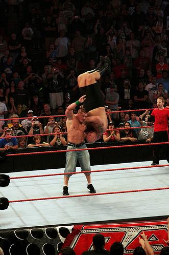 wwe raw john cena. John Cena lifting near 500 lbs