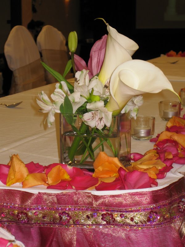 An Indian Wedding Reception Fuchsia Pink and Orange