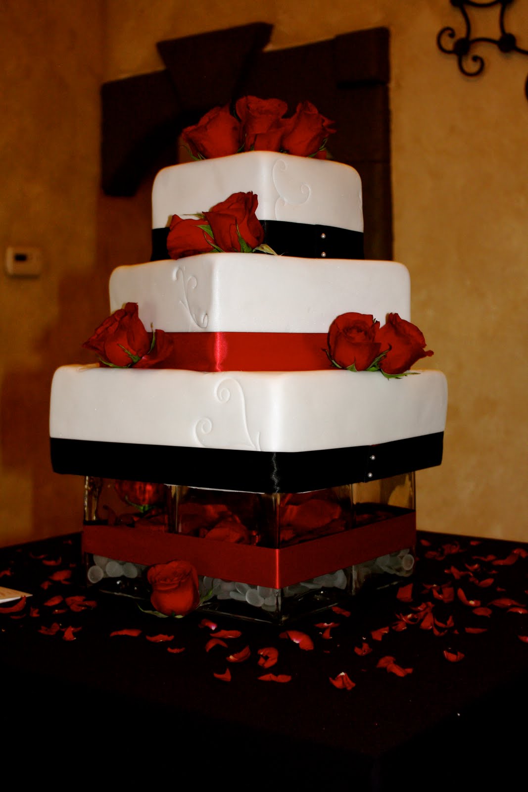 square wedding cake designs jessica/brent: black, red and white wedding square wedding cake