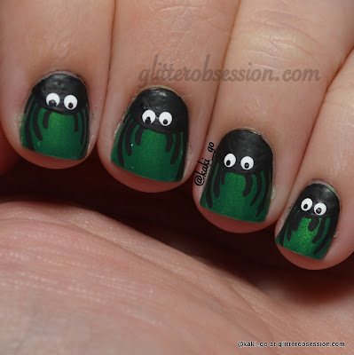 Halloween Nail Art Challenge: Spiders (no top coat)