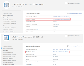 Página oficial procesadores Intel.