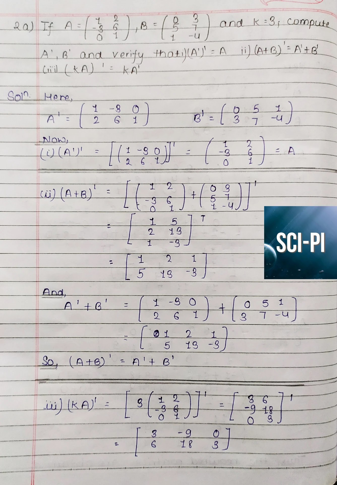 Grade 11 Matrices and Determinants Exercise 1 Solutions | Basic Mathematics Grade XI by Sukunda Pustak Bhawan