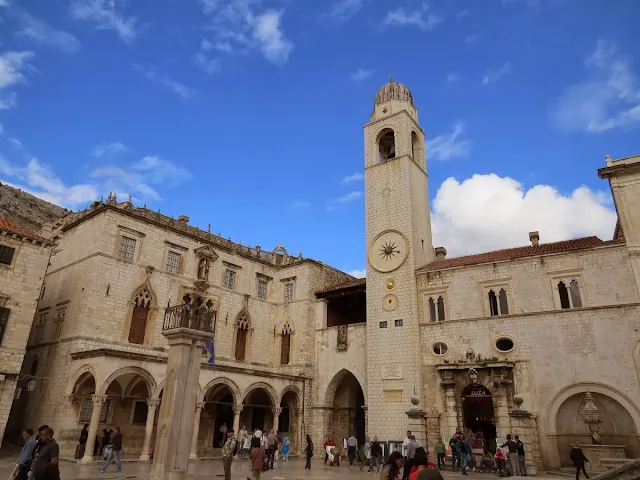 Main Square and Bell Tower in Old Town Dubrovnik