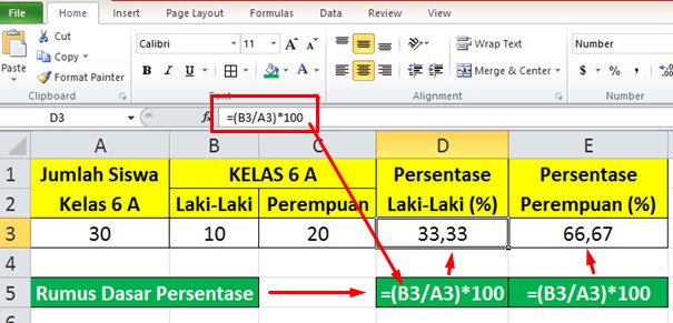 Rumus Dasar Persentase di Excel