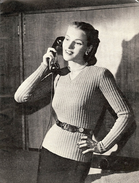 The Vintage Pattern Files: Free 1940's Knitting Pattern - A New Torso Look Sweater