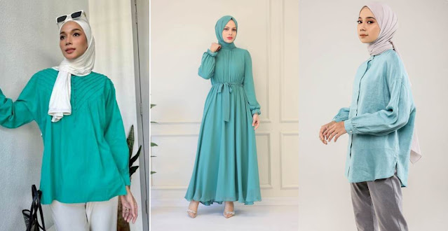 Baju hijau tosca cocok dengan hijab warna apa saja? Baju ini cocok dengan warna putih hingga cream