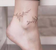 24 Gorgeous Fine Line Leaf Tattoos Wrapping Around The Ankle