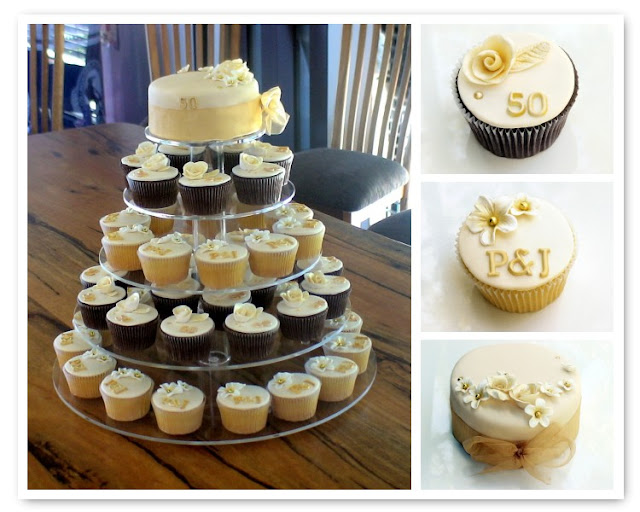 50th Golden Wedding Anniversary Cupcakes