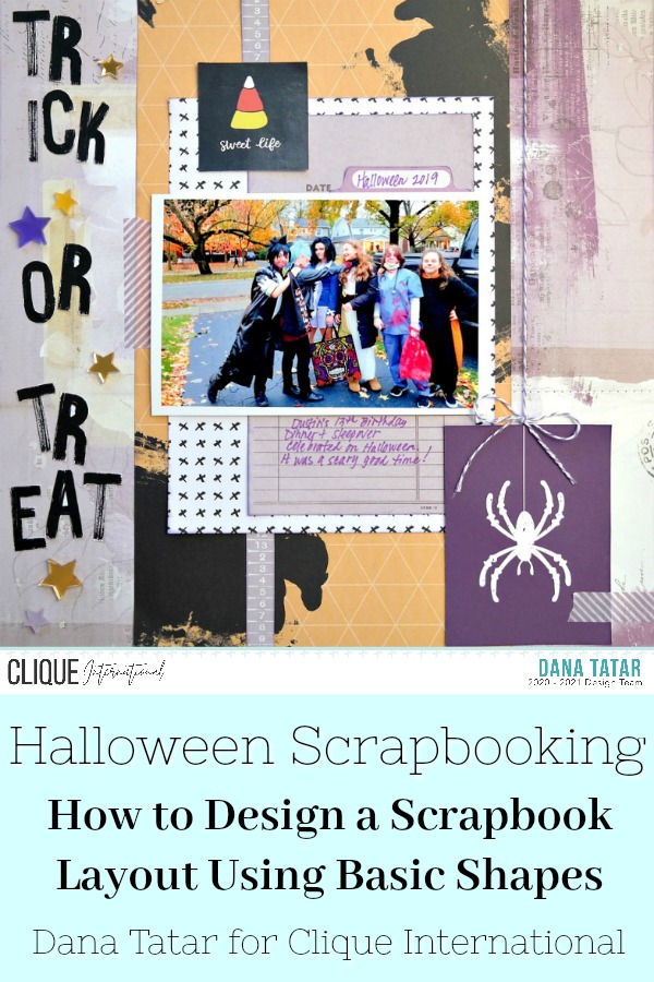 Eclectic Trick or Treat Halloween Scrapbook Layout with Large Title and Acrylic Stars