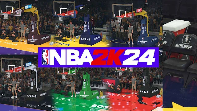 NBA 2K24 30 Teams National Broadcast Arenas (Real Stanchions)