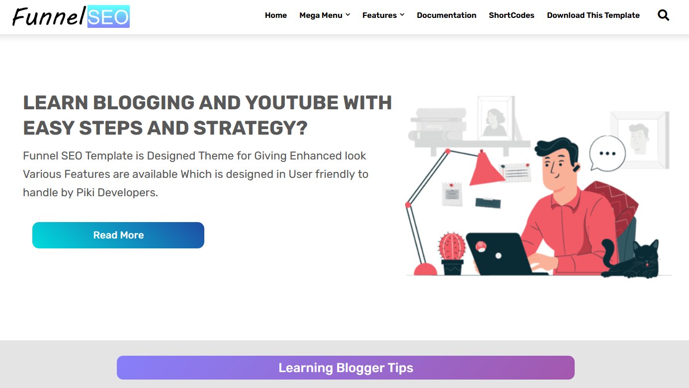 Funnel SEO is a Responsive Blogging Blogger Template,